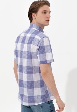 Erkek Mavi Kısa Kollu Gömlek - 50251765006