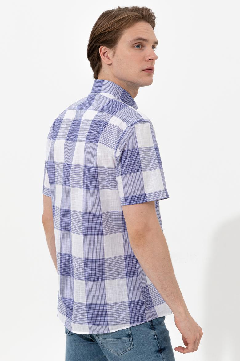 Erkek Mavi Kısa Kollu Gömlek - 50251765006