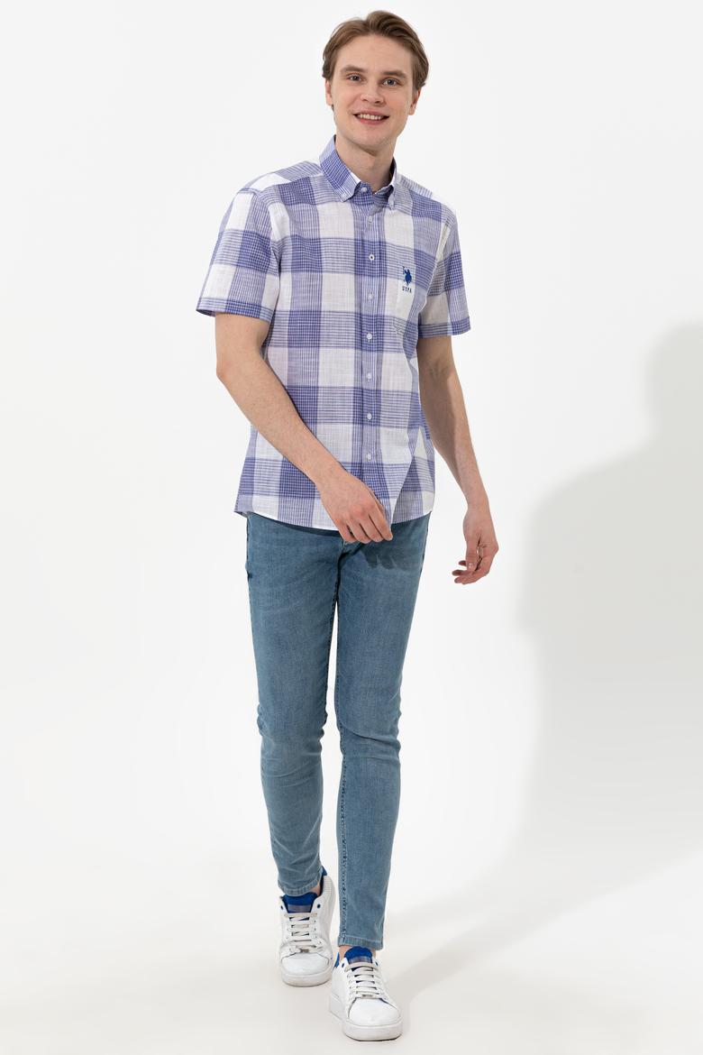 Erkek Mavi Kısa Kollu Gömlek - 50251765006