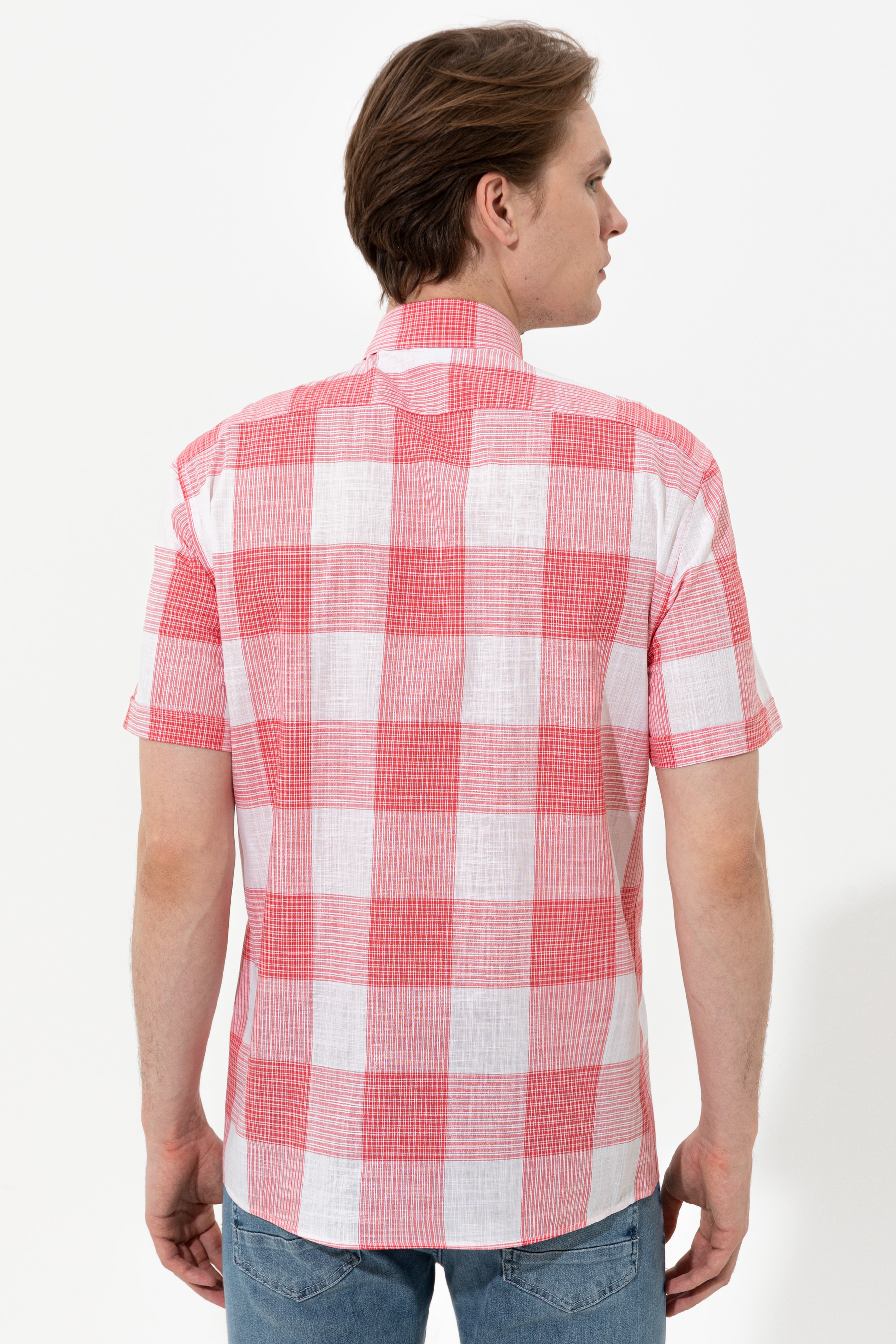 Erkek Kırmızı Kısa Kollu Gömlek
