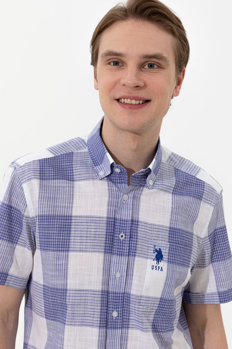 Erkek Mavi Kısa Kollu Gömlek