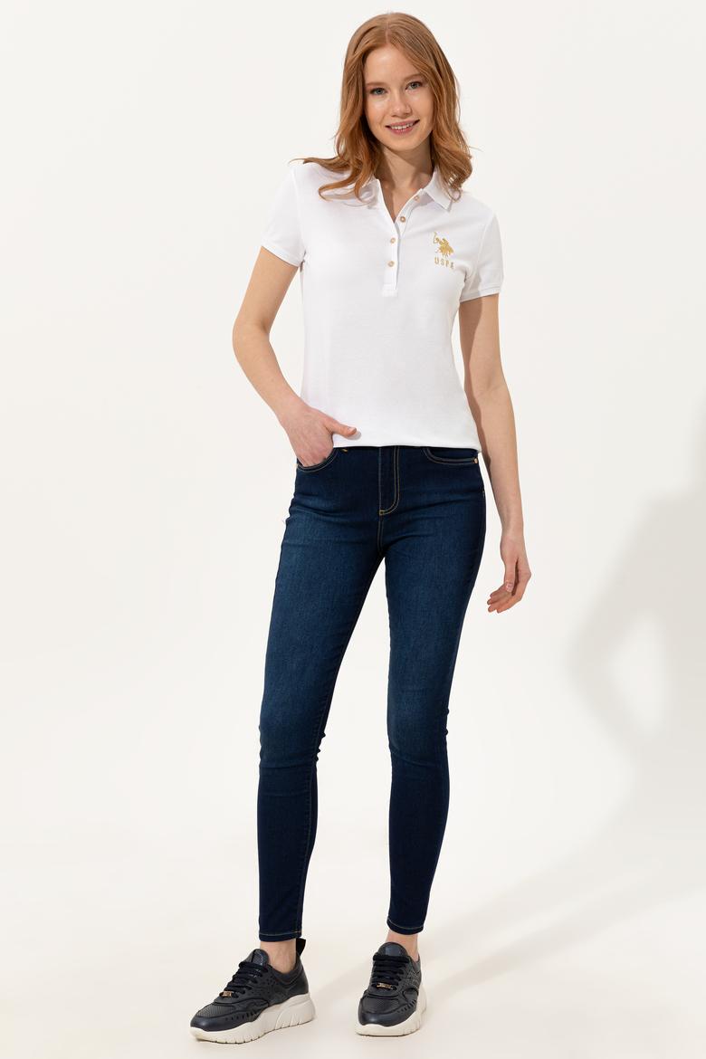 Kadın Beyaz Basic Polo Yaka Tişört - 50246278006