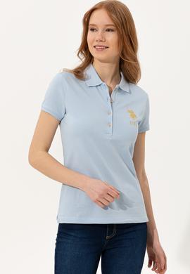 Kadın Açık Mavi Basic Polo Yaka Tişört - 50246278118