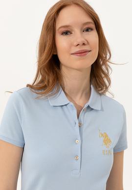 Kadın Açık Mavi Basic Polo Yaka Tişört - 50246278118