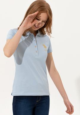 Kadın Açık Mavi Basic Polo Yaka Tişört - 50246278118