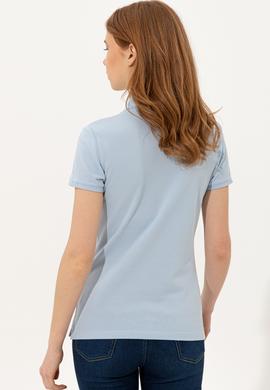 Kadın Açık Mavi Basic Polo Yaka Tişört - 50246278118