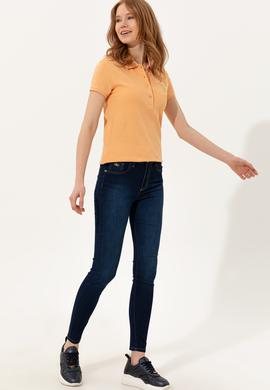 Kadın Turuncu Basic Polo Yaka Tişört - 50246278126