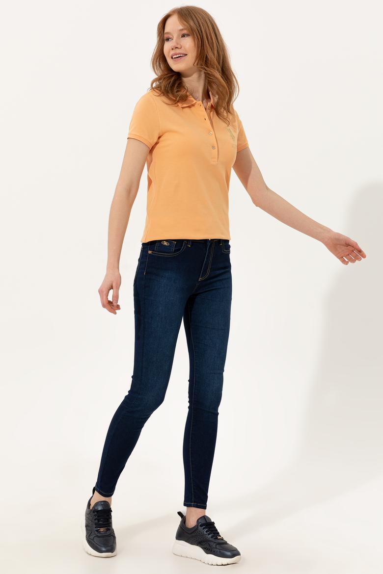 Kadın Turuncu Basic Polo Yaka Tişört - 50246278126