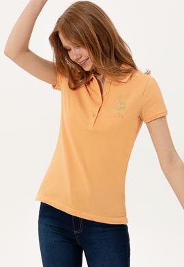 Kadın Turuncu Basic Polo Yaka Tişört - 50246278126