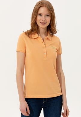 Kadın Turuncu Basic Polo Yaka Tişört - 50246278126