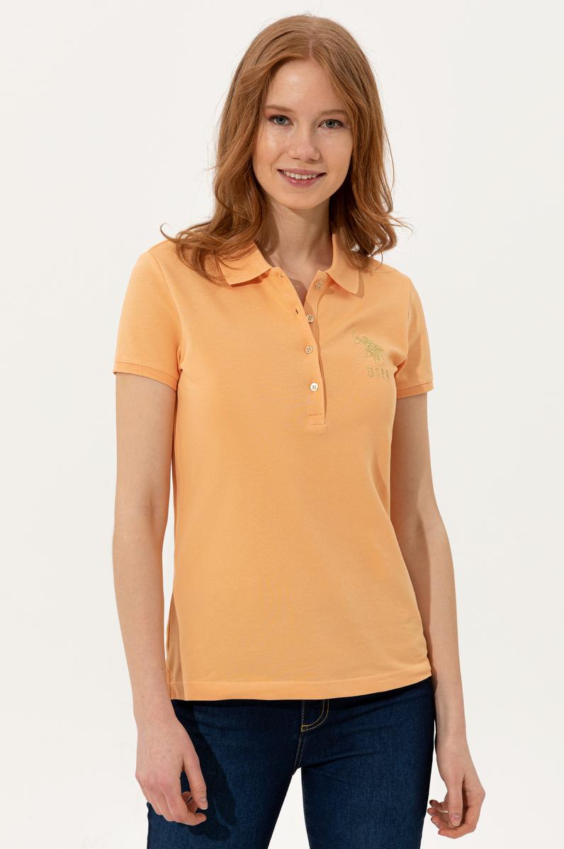 Kadın Turuncu Basic Polo Yaka Tişört