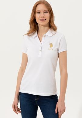 Kadın Beyaz Basic Polo Yaka Tişört - 50246278006