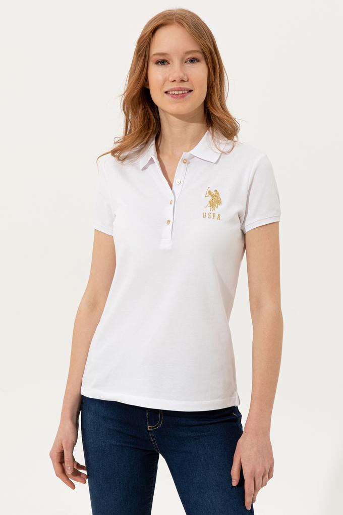 Kadın Beyaz Basic Polo Yaka Tişört