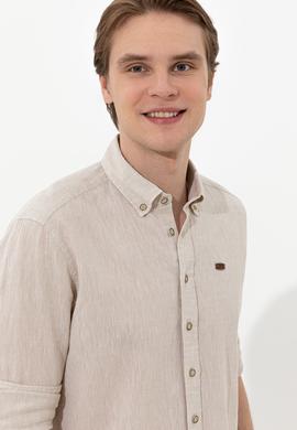 Erkek Haki Uzun Kollu Gömlek - 50246314009