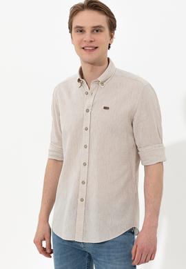 Erkek Haki Uzun Kollu Gömlek - 50246314009