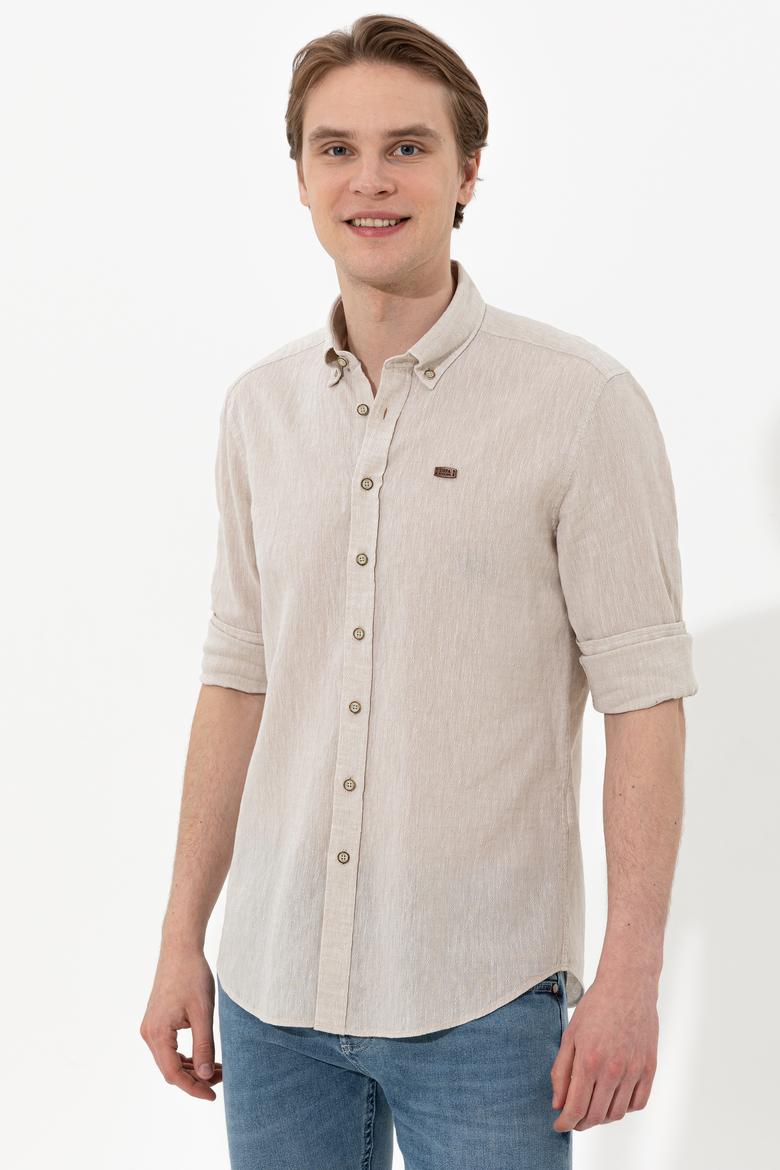 Erkek Haki Uzun Kollu Gömlek - 50246314009