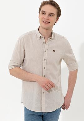 Erkek Haki Uzun Kollu Gömlek - 50246314009