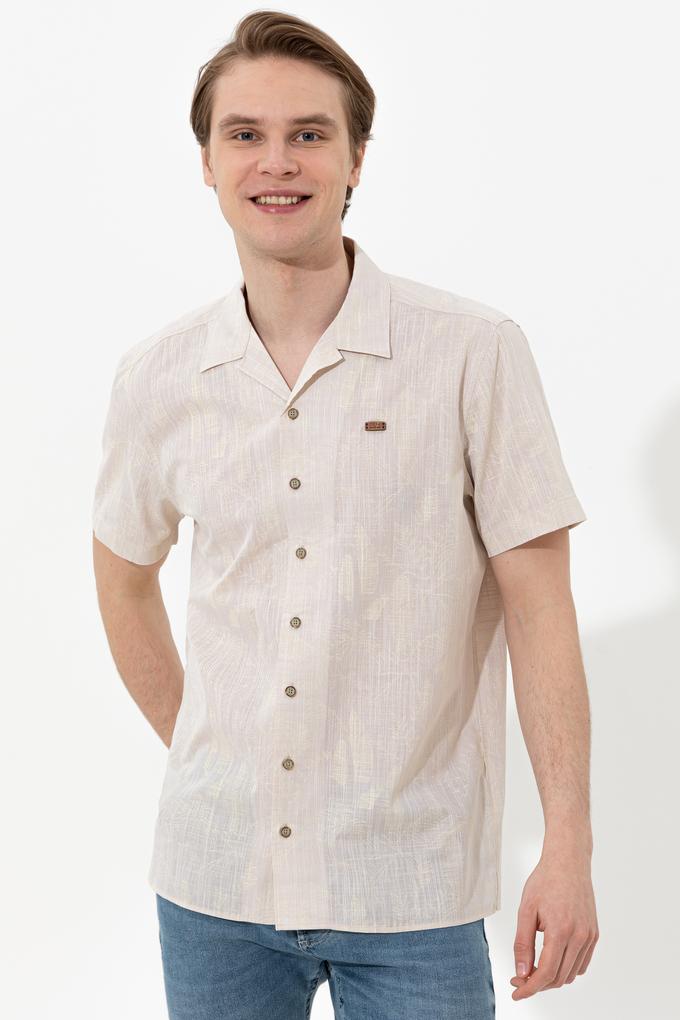 Erkek Haki Kısa Kollu Gömlek