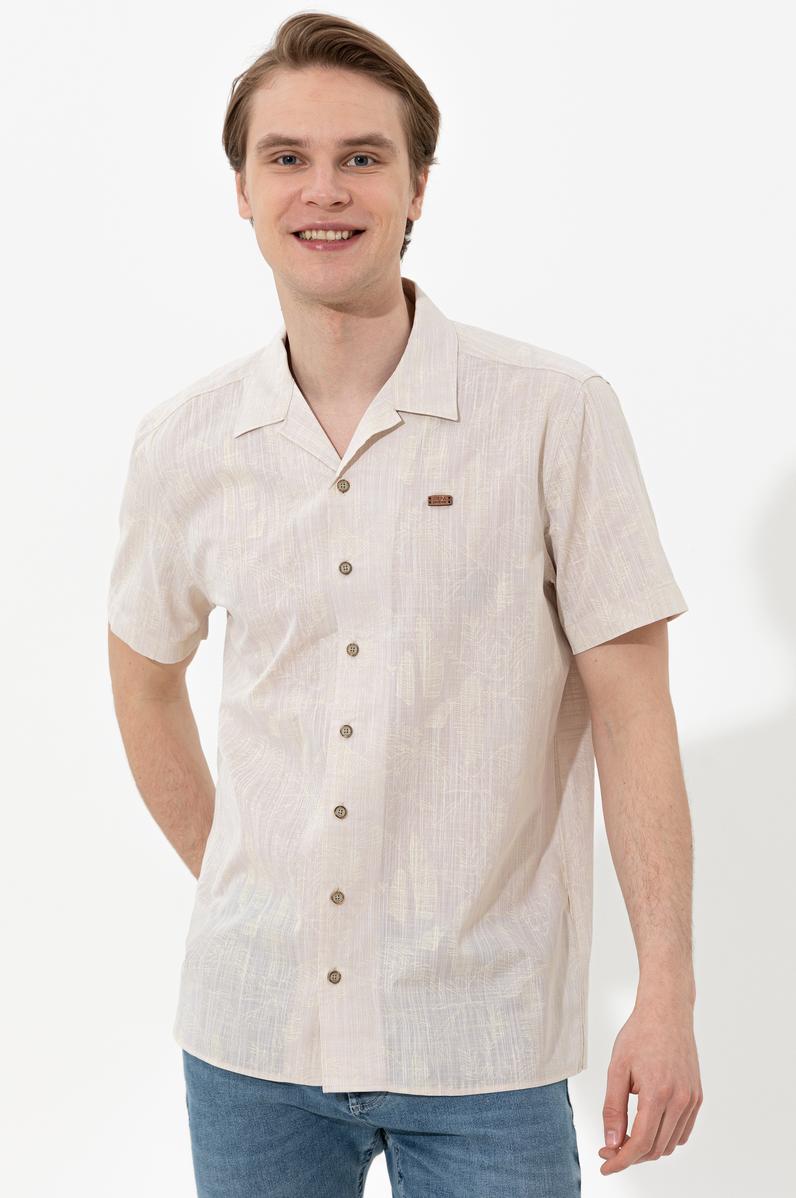 Erkek Haki Kısa Kollu Gömlek