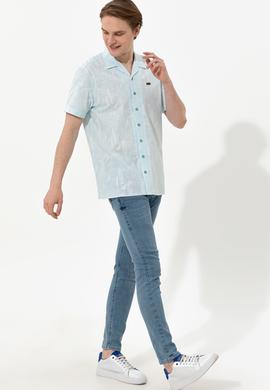 Erkek Turkuaz Kısa Kollu Gömlek - 50246341027
