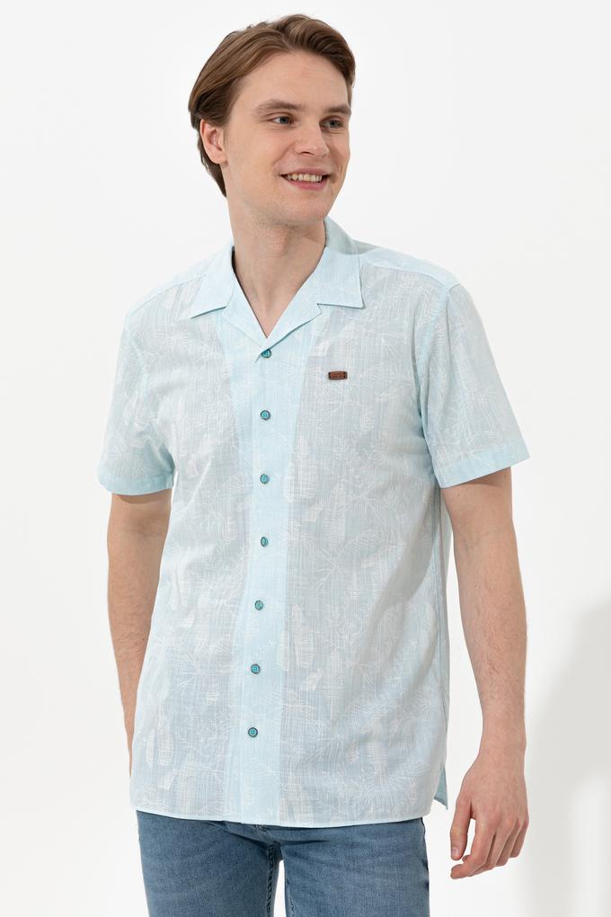 Erkek Turkuaz Kısa Kollu Gömlek