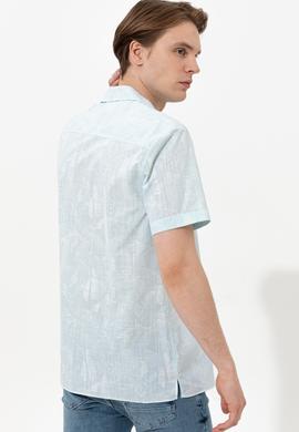 Erkek Turkuaz Kısa Kollu Gömlek - 50246341027