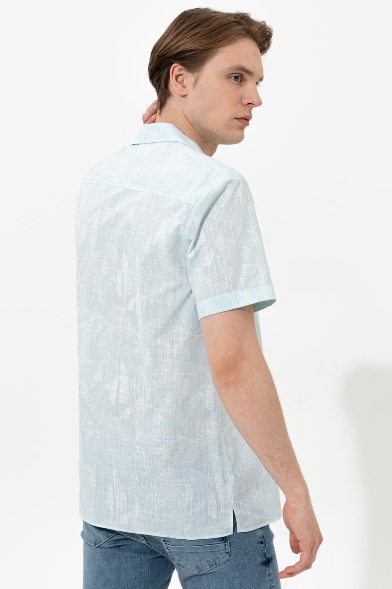 Erkek Turkuaz Kısa Kollu Gömlek - 50246341027