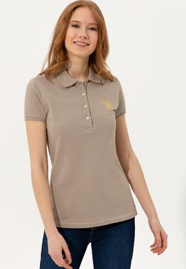 Kadın Haki Basic Polo Yaka Tişört - 50246278018