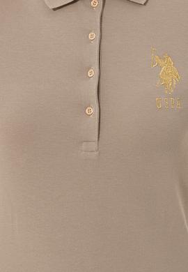 Kadın Haki Basic Polo Yaka Tişört - 50246278018