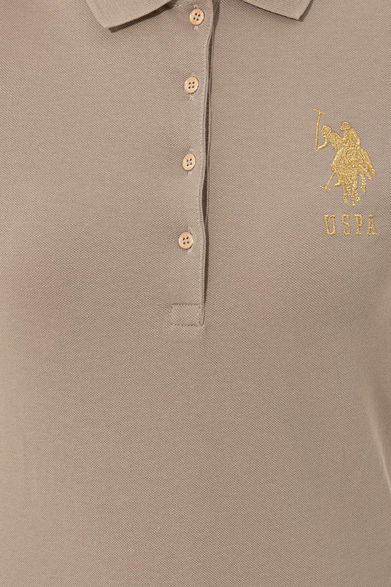 Kadın Haki Basic Polo Yaka Tişört - 50246278018