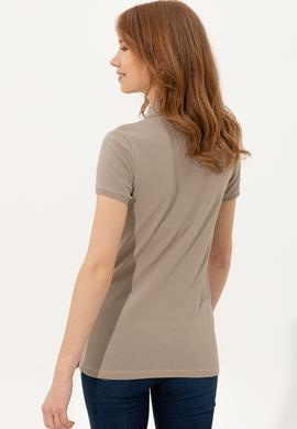 Kadın Haki Basic Polo Yaka Tişört - 50246278018