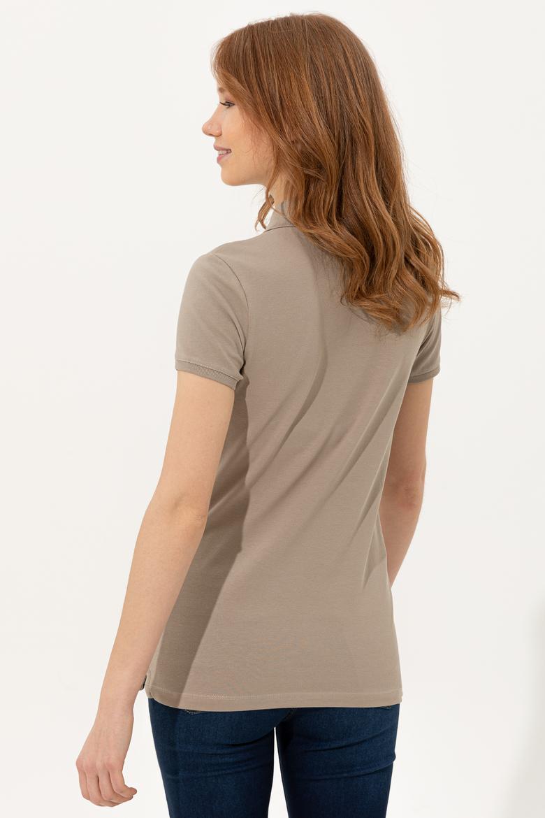 Kadın Haki Basic Polo Yaka Tişört - 50246278018
