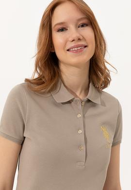 Kadın Haki Basic Polo Yaka Tişört - 50246278018