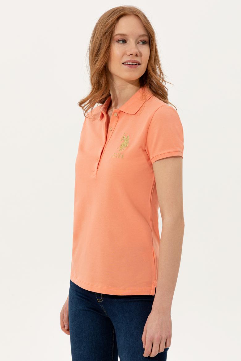 Kadın Somon Basic Polo Yaka Tişört - 50246278070