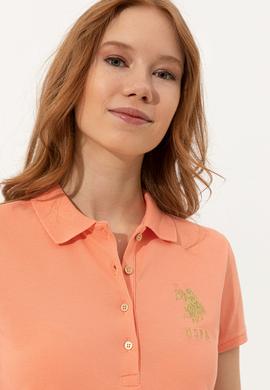 Kadın Somon Basic Polo Yaka Tişört - 50246278070