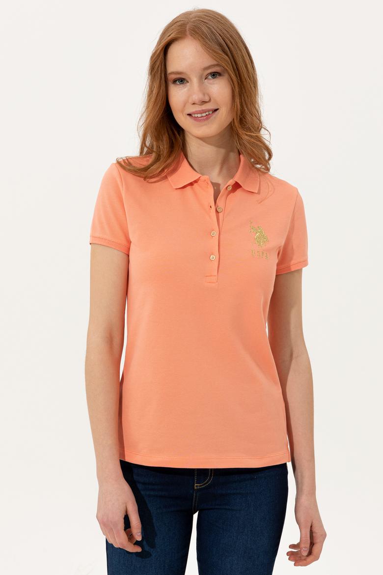 Kadın Somon Basic Polo Yaka Tişört - 50246278070