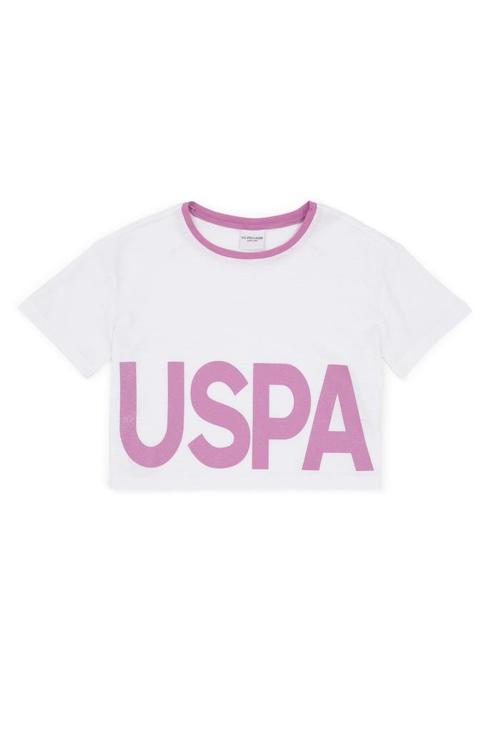 Kız Çocuk Menekşe Bisiklet Yaka Crop Tişört