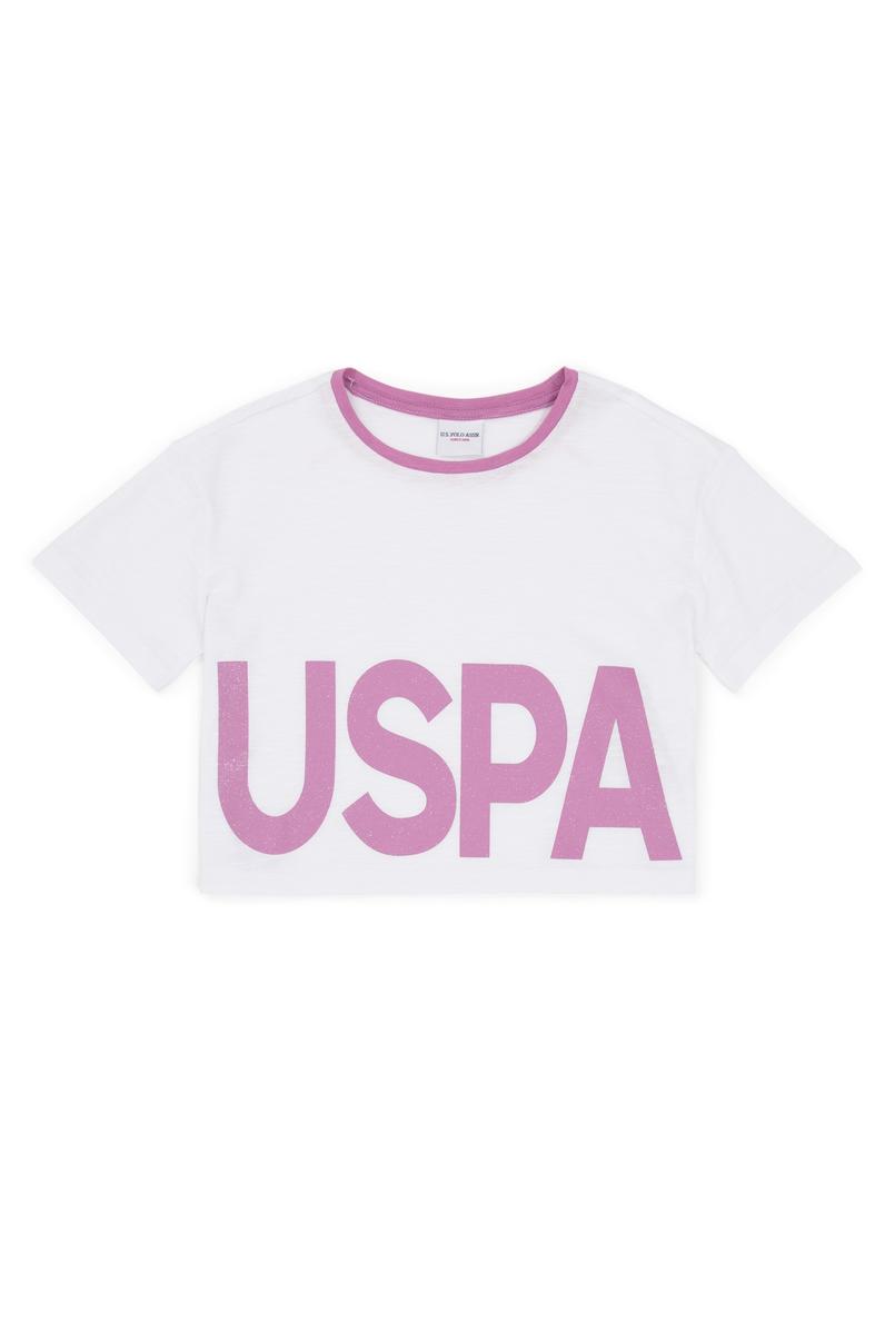 Kız Çocuk Menekşe Bisiklet Yaka Crop Tişört