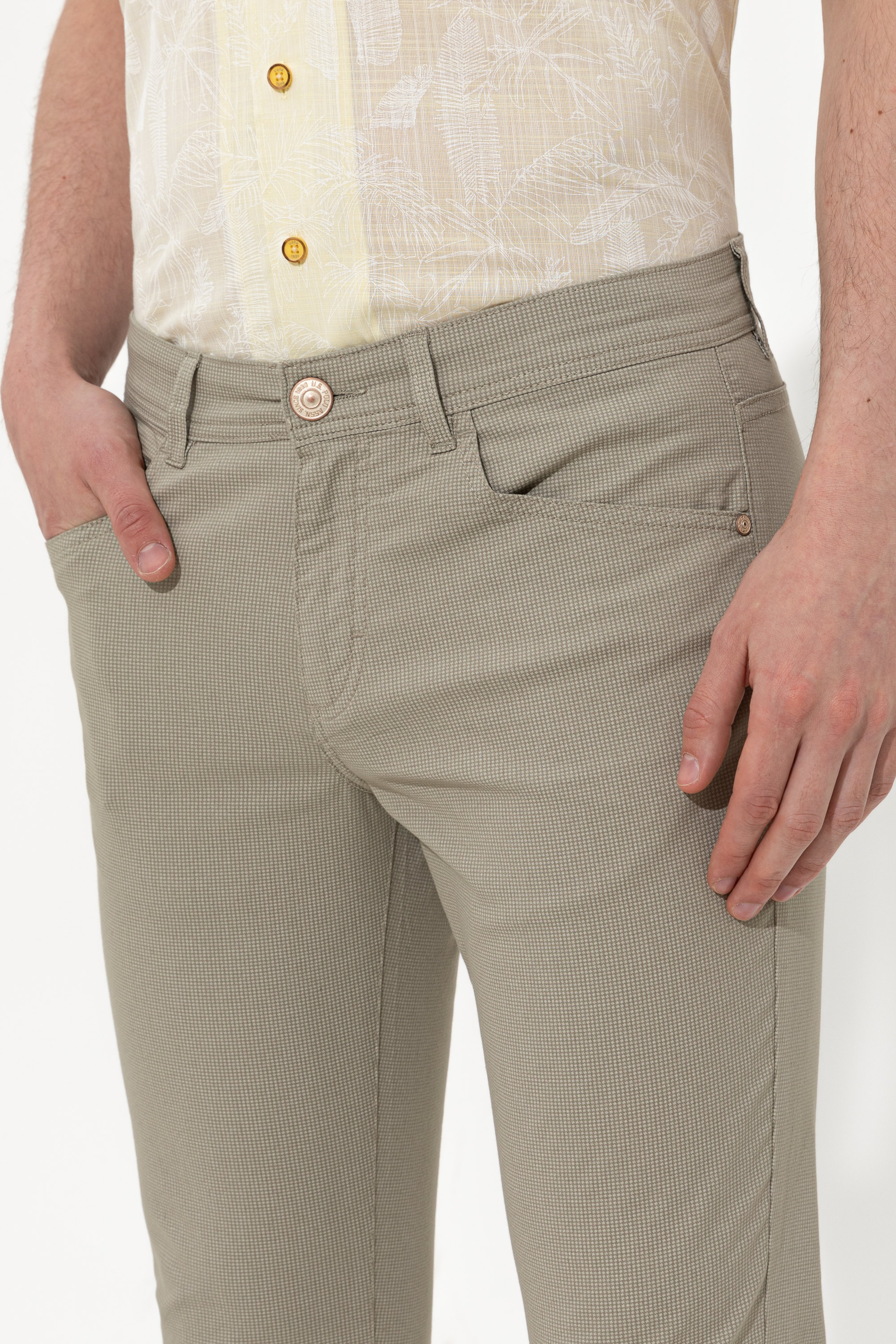 Erkek Slim Fit Haki Kanvas Pantolon - Image 6