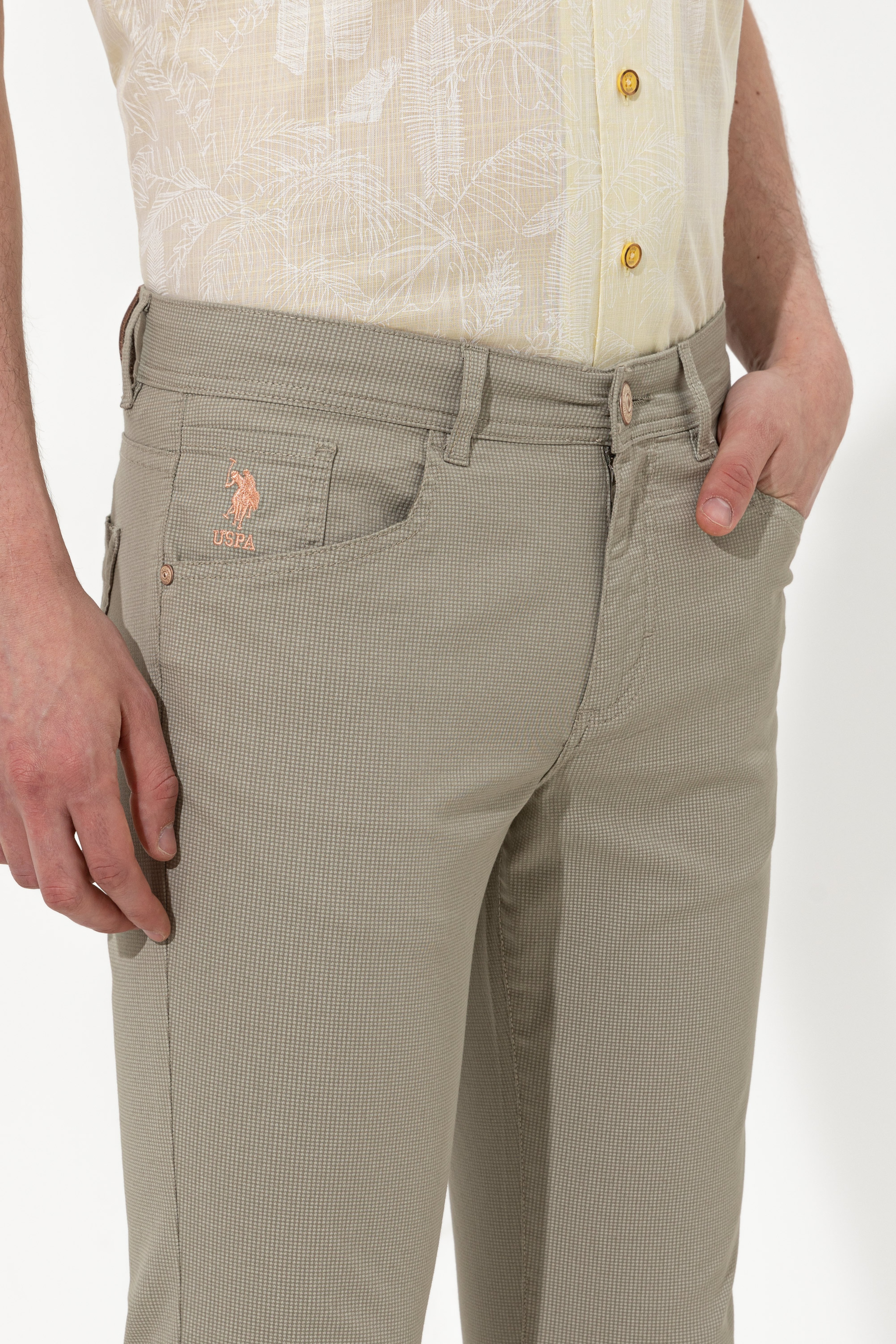 Erkek Slim Fit Haki Kanvas Pantolon - Image 5