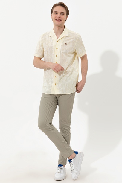 Erkek Slim Fit Haki Kanvas Pantolon