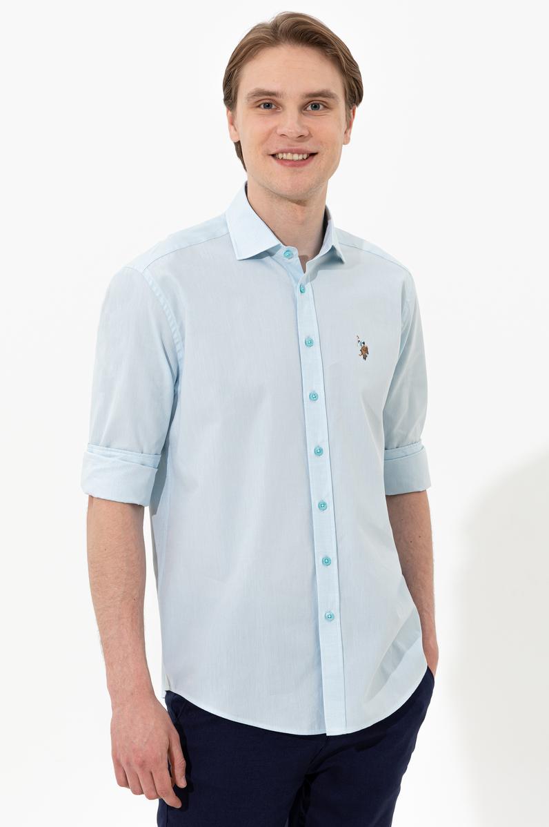 Erkek Turkuaz Uzun Kollu Gömlek