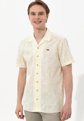 Erkek Açık Sarı Kısa Kollu Gömlek - 50246341014