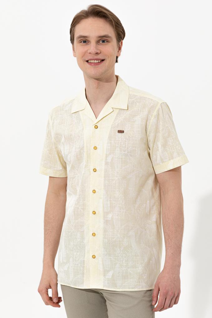 Erkek Açık Sarı Kısa Kollu Gömlek