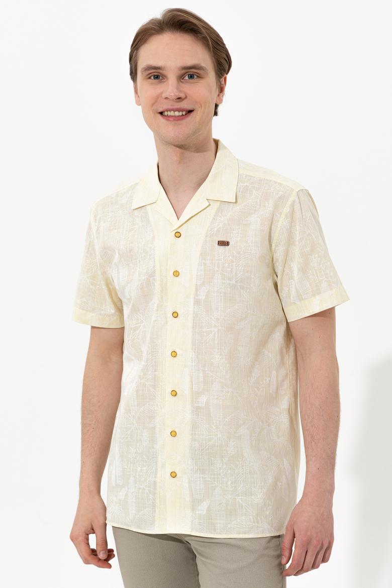 Erkek Açık Sarı Kısa Kollu Gömlek