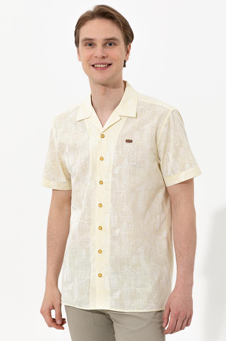Erkek Açık Sarı Kısa Kollu Gömlek