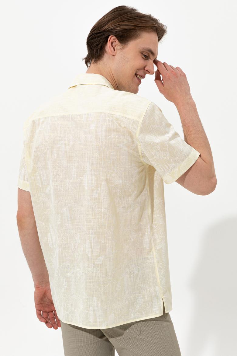 Erkek Açık Sarı Kısa Kollu Gömlek - 50246341014