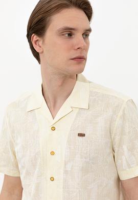 Erkek Açık Sarı Kısa Kollu Gömlek - 50246341014