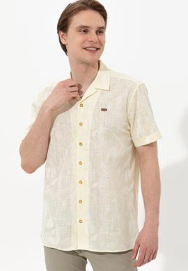 Erkek Açık Sarı Kısa Kollu Gömlek - 50246341014