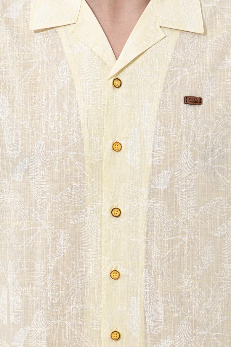 Erkek Açık Sarı Kısa Kollu Gömlek - 50246341014